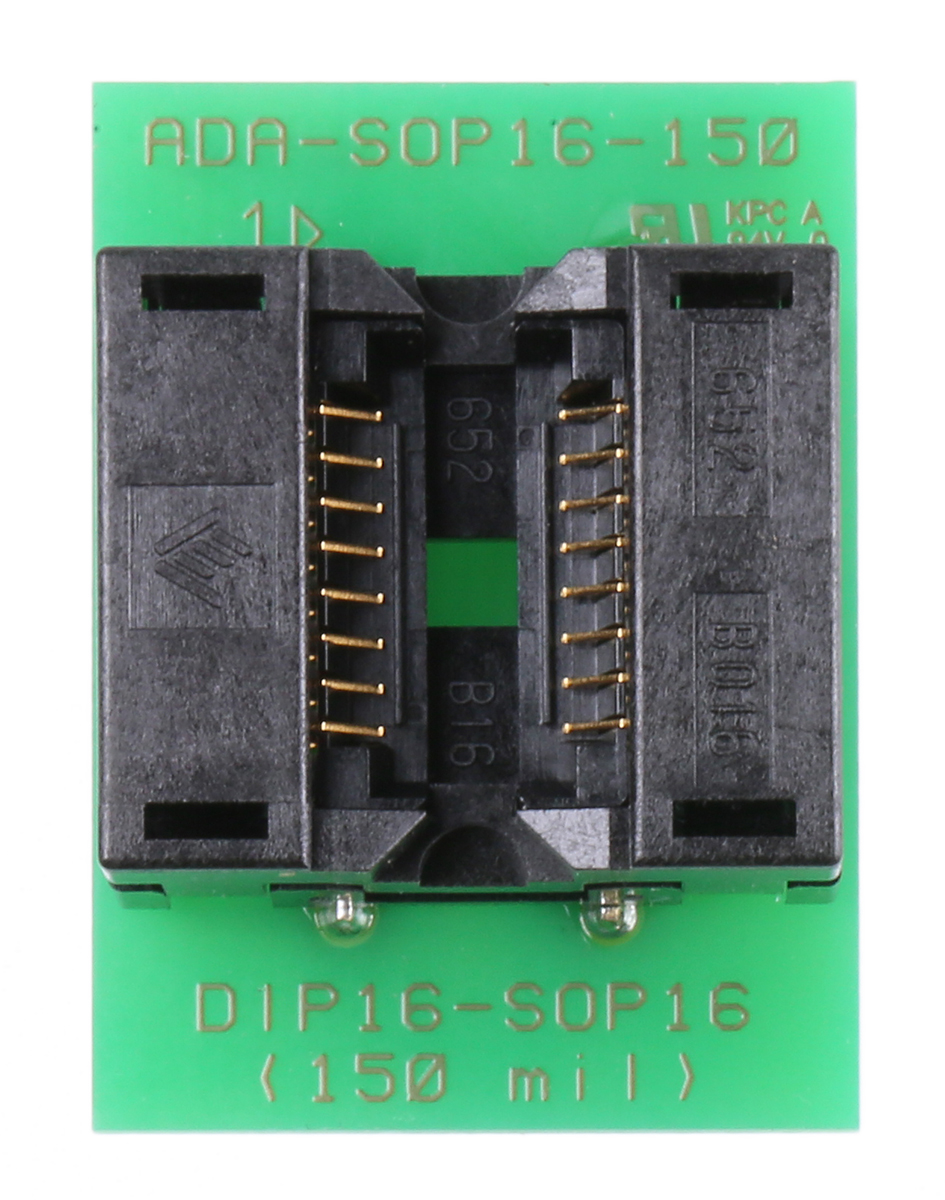 ada-soic16-150 Seeit Surface Mount 1.27 mm Pitch Test & Burn-in Socket, DIP to SOIC