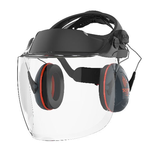 JSP Clear Polycarbonate Visor with Face Guard, Resistant To Flying Particles