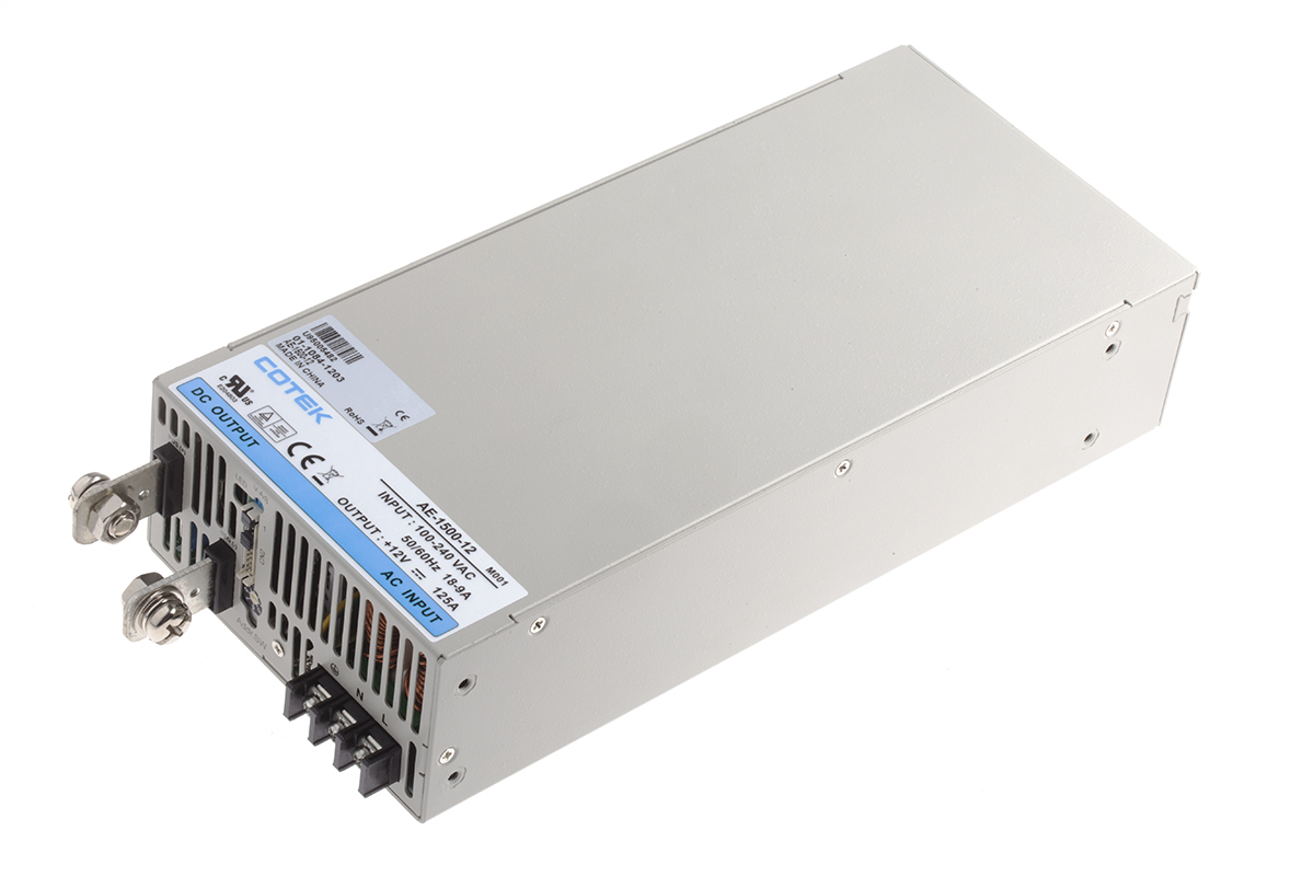 COTEK Switching Power Supply, AE-1500-12 12V, 125A, 1.5 kW, Input 90V ac to  370V
