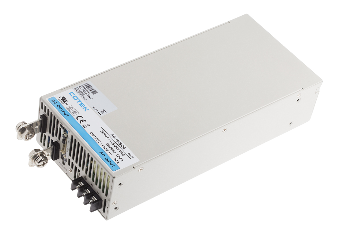 COTEK Switching Power Supply, AE-1500-30 30V, 50A, 1.5 kW, Input 90V ac to  370V