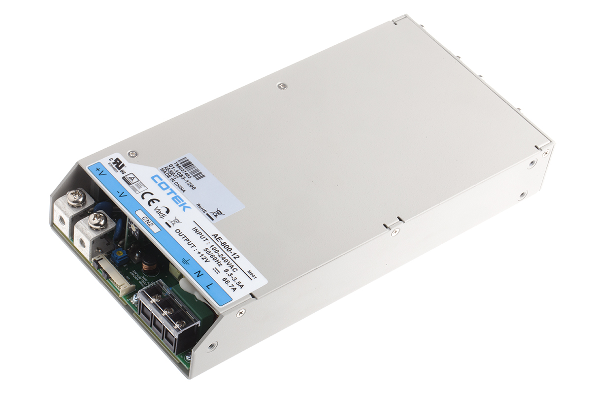 COTEK Switching Power Supply, AE-800-12 12V, 66.7A, 800 W, Input 90V ac to  370V