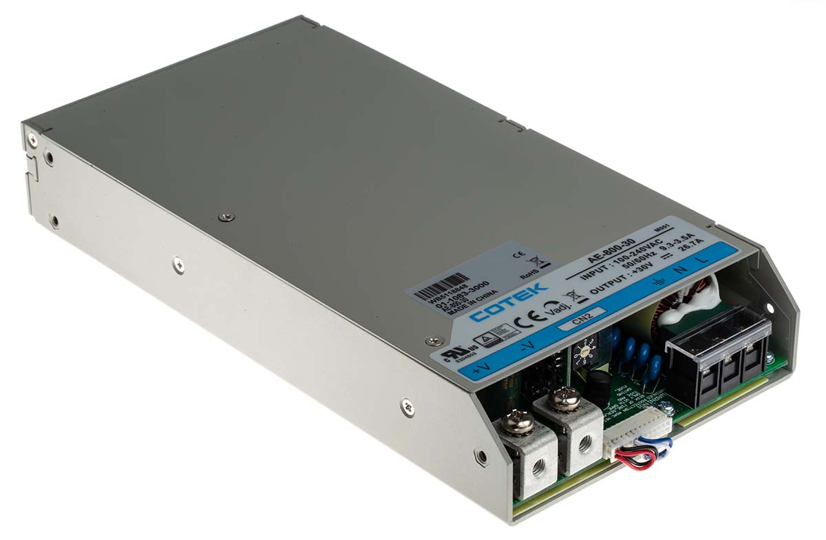 COTEK Switching Power Supply, AE-800-30 30V dc, 26.7A, 801 W, Input 127 V dc, 90V ac to  370V dc