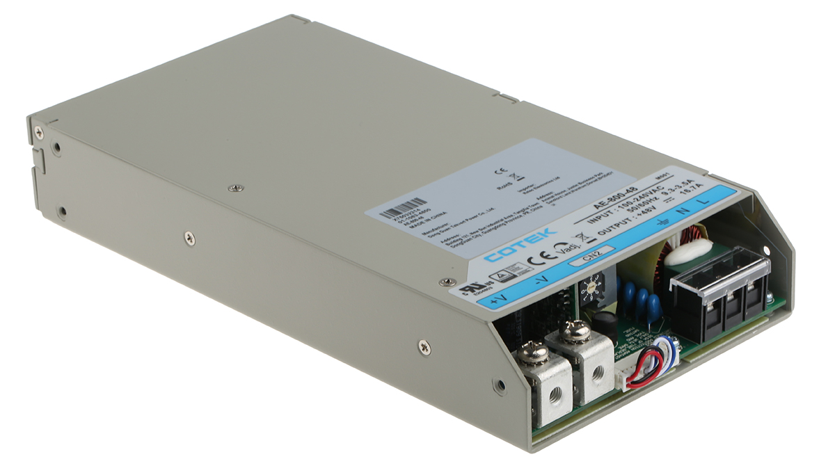 COTEK Switching Power Supply, AE-800-48 48V dc, 16.7A, 801.6 W, Input 127 V dc, 90V ac to  370V dc