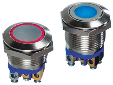 APEM Illuminated Push Button Switch, Momentary, 19.2mm Cutout, SPST, Blue LED, 250V ac, IP65
