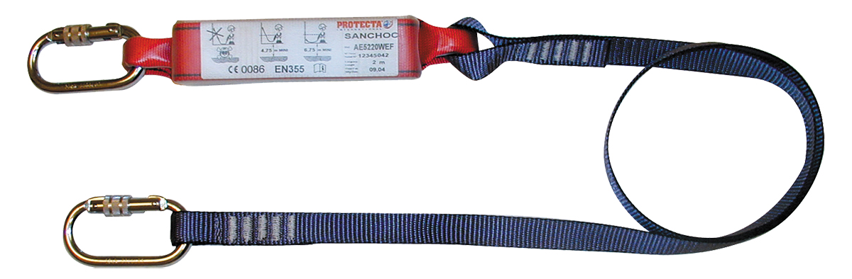 Protecta 2 m Fall Arrest Shock Absorbing Lanyard Screw Carabiner Single