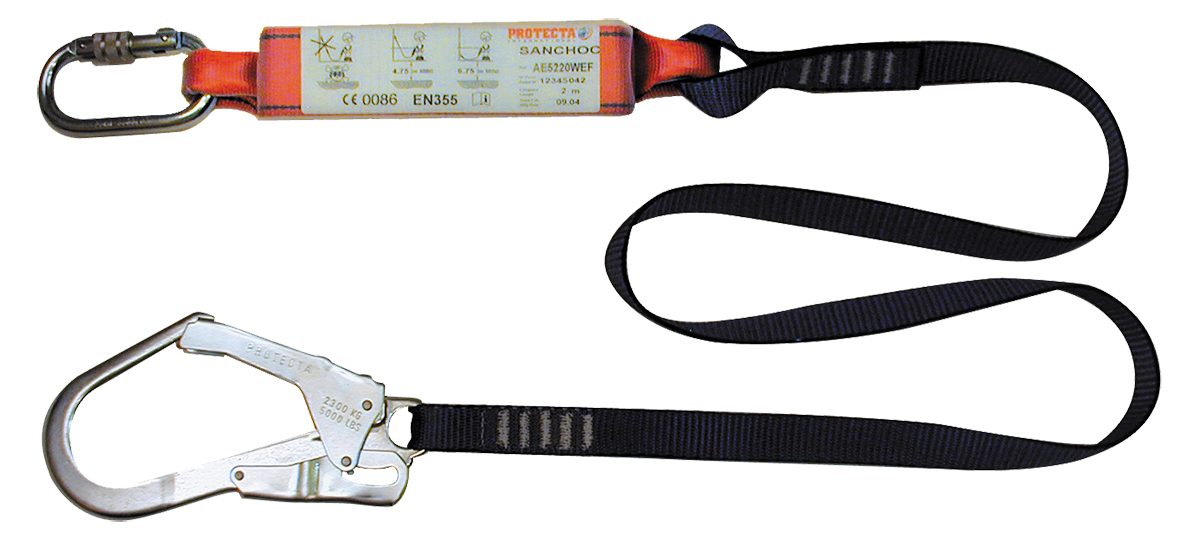 Protecta 2 m Fall Arrest Shock Absorbing Lanyard Screw Carabiner Single