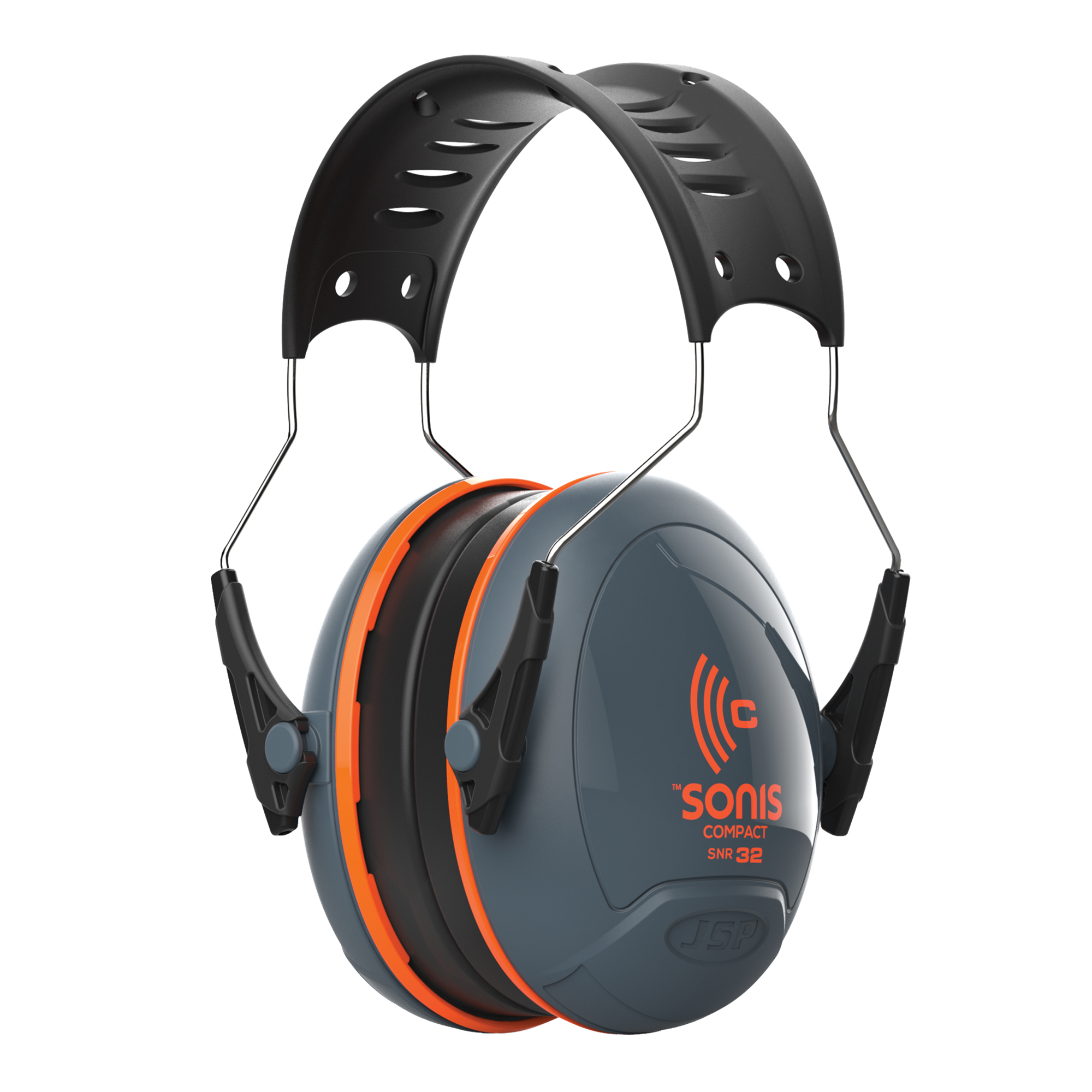 JSP Sonis Listen & Speak Ear Defender with Headband, 32 dB, Grey, Orange