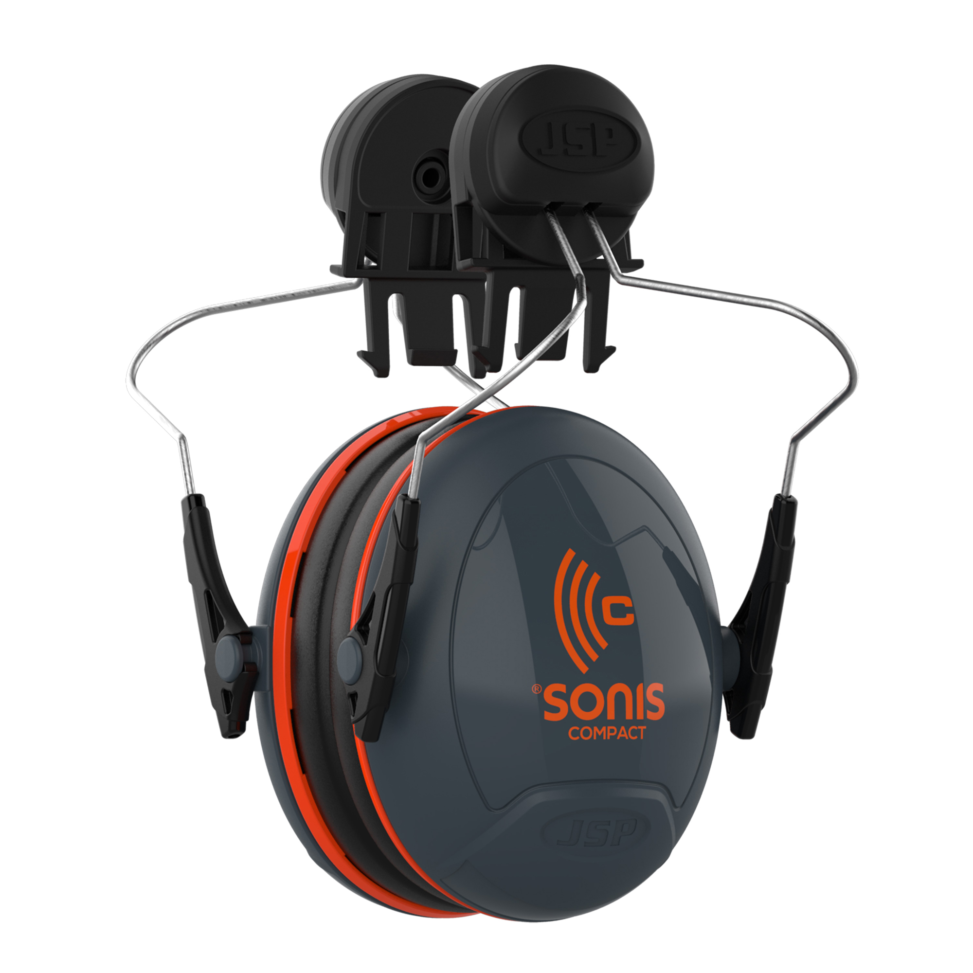 JSP AEB030-0DY-000 Listen & Speak Ear Defender for Helmets, 31 dB, Dark Grey, Orange