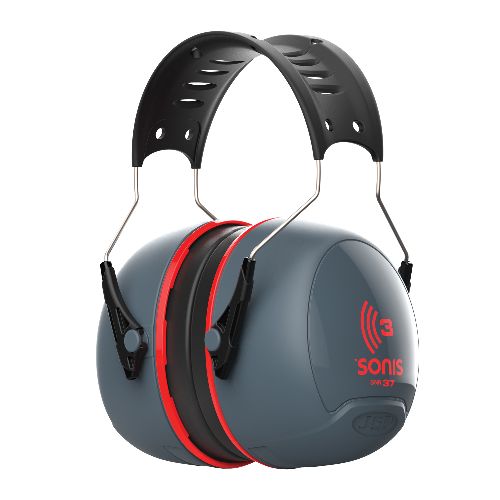 JSP Sonis Ear Defender with Headband, 37 dB, Dark Grey
