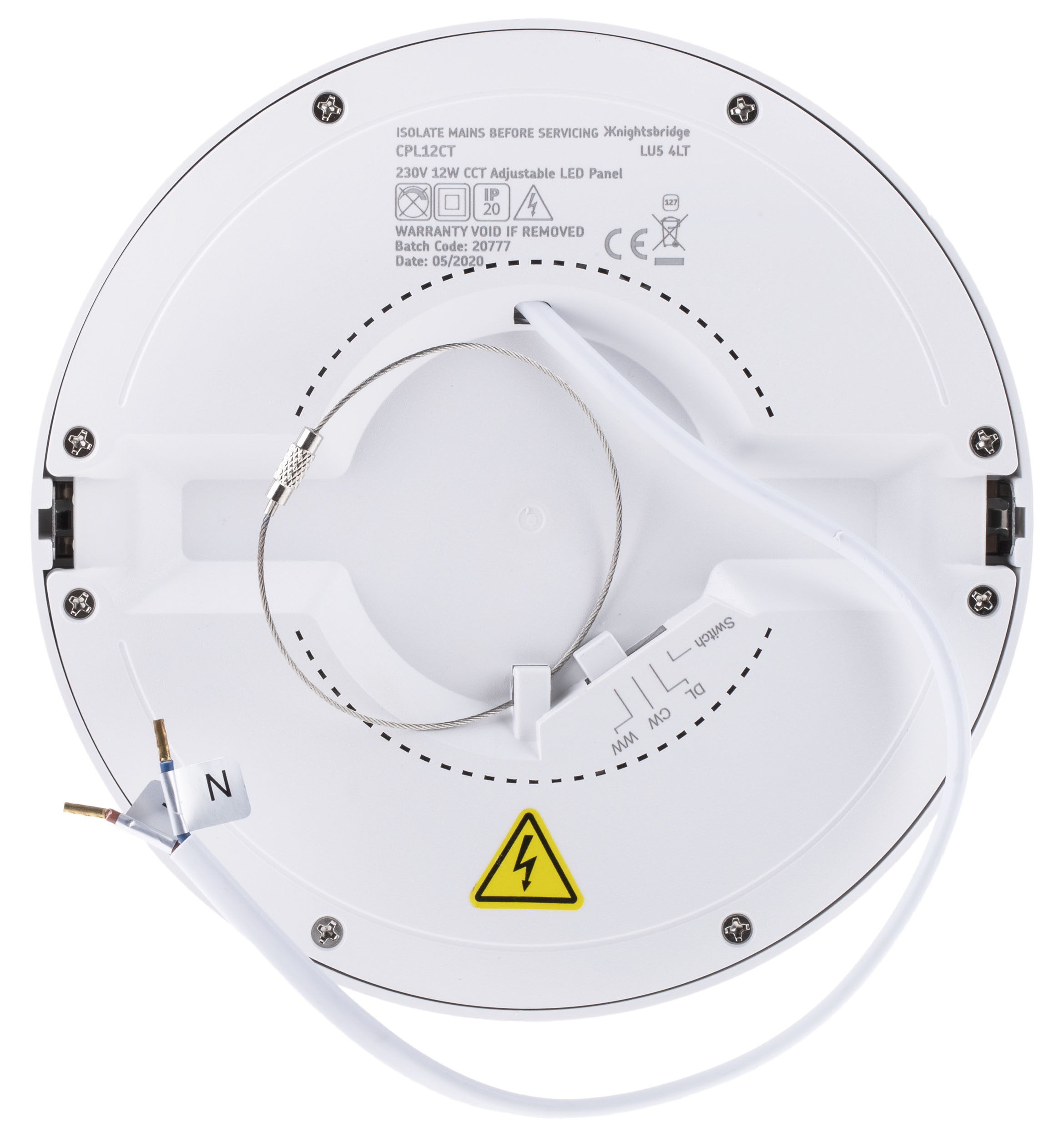 cpl12ct Knightsbridge 12 W Circular LED Panel Light, Cool White W 165 mm