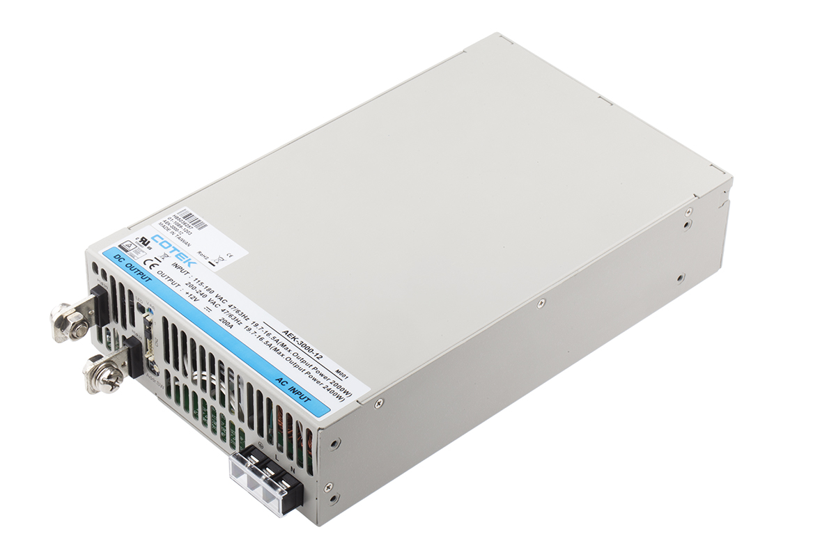 COTEK Switching Power Supply, AEK-3000-12 12V, 200A, 2.4 kW, Input 90V ac to  370V