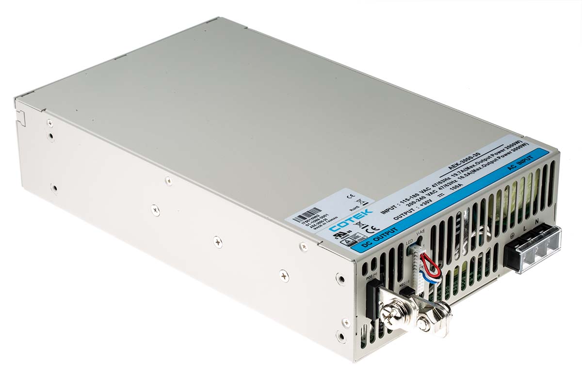 COTEK Switching Power Supply, AEK-3000-30 30V, 100A, 3 kW, Input 90V ac to  370V