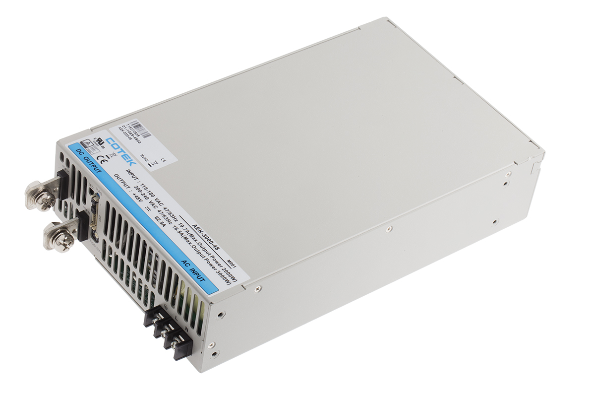 COTEK Switching Power Supply, AEK-3000-48 48V dc, 62.5A, 3 kW, Input 127 V dc, 90V ac to  370V dc
