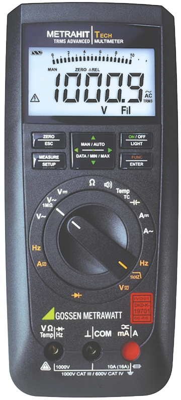 Gossen Metrawatt METRAHIT AM TECH Handheld Digital Multimeter, True RMS, 10A ac Max, 10A dc Max, 1000V ac Max - RS