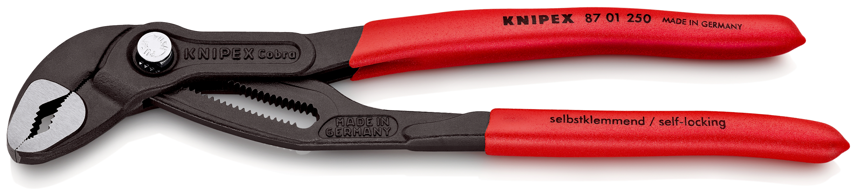 87-01-250 Knipex Cobra® Water Pump Pliers, 250 mm Overall, Flat, Straight Tip, 46mm Jaw