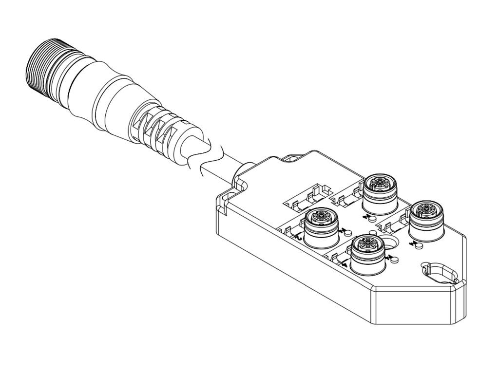 Brad from Molex 120119 Series Sensor Box, M12, 30mm cable, 5 way, 8 port