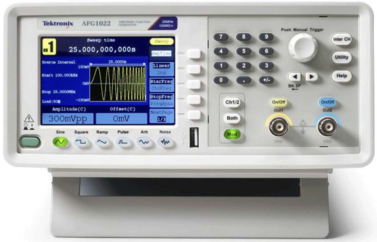 Tektronix AFG1022 Arbitrary Waveform Generator 25 MHz Max, 2-Channel, 1 μHz Min, RSCAL