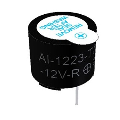 PUI Audio 85 dBA Through Hole Continuous Internal Magnetic Buzzer Component 9.5 mm 8 V dc Min 12 mm 12mm 16V dc Max