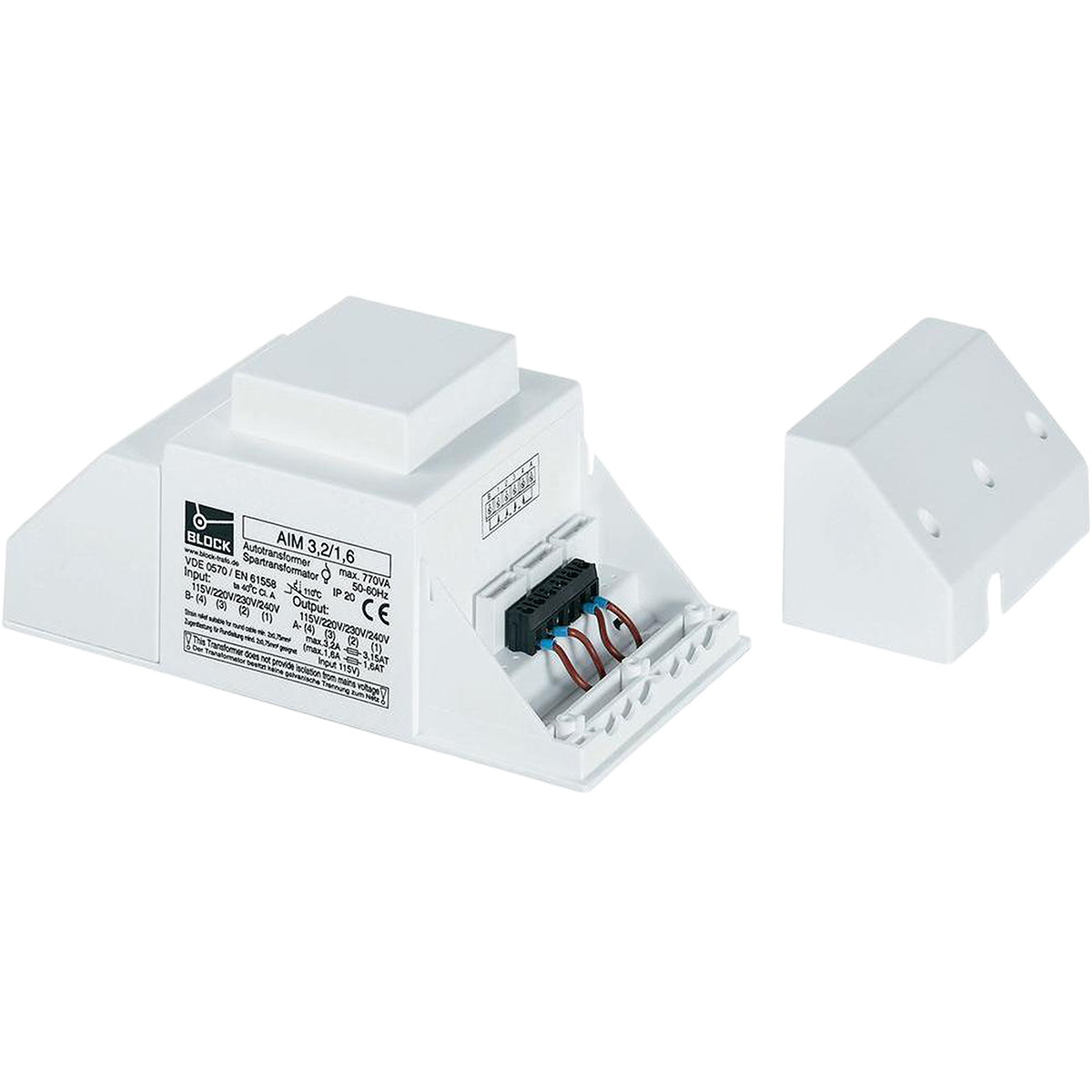 Block Enclosed Auto-Transformer, 230 V ac Primary