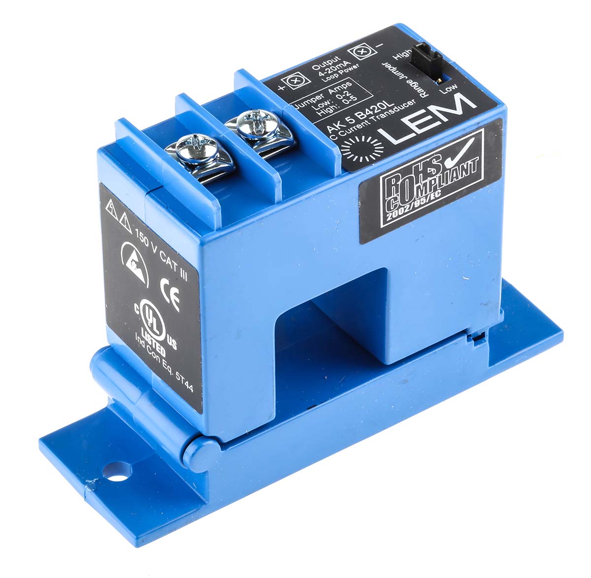 LEM AK Series Current Transformer 5 A 150 V ac, 24V dc 21.7 mm Bore