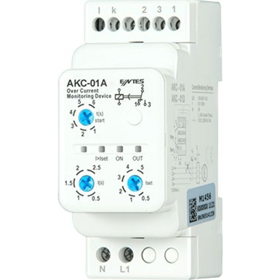 ENTES Current Monitoring Relay, 1 Phase, 1 CO Relay Output, DIN Rail, 0.5A to 60A, 230V ac