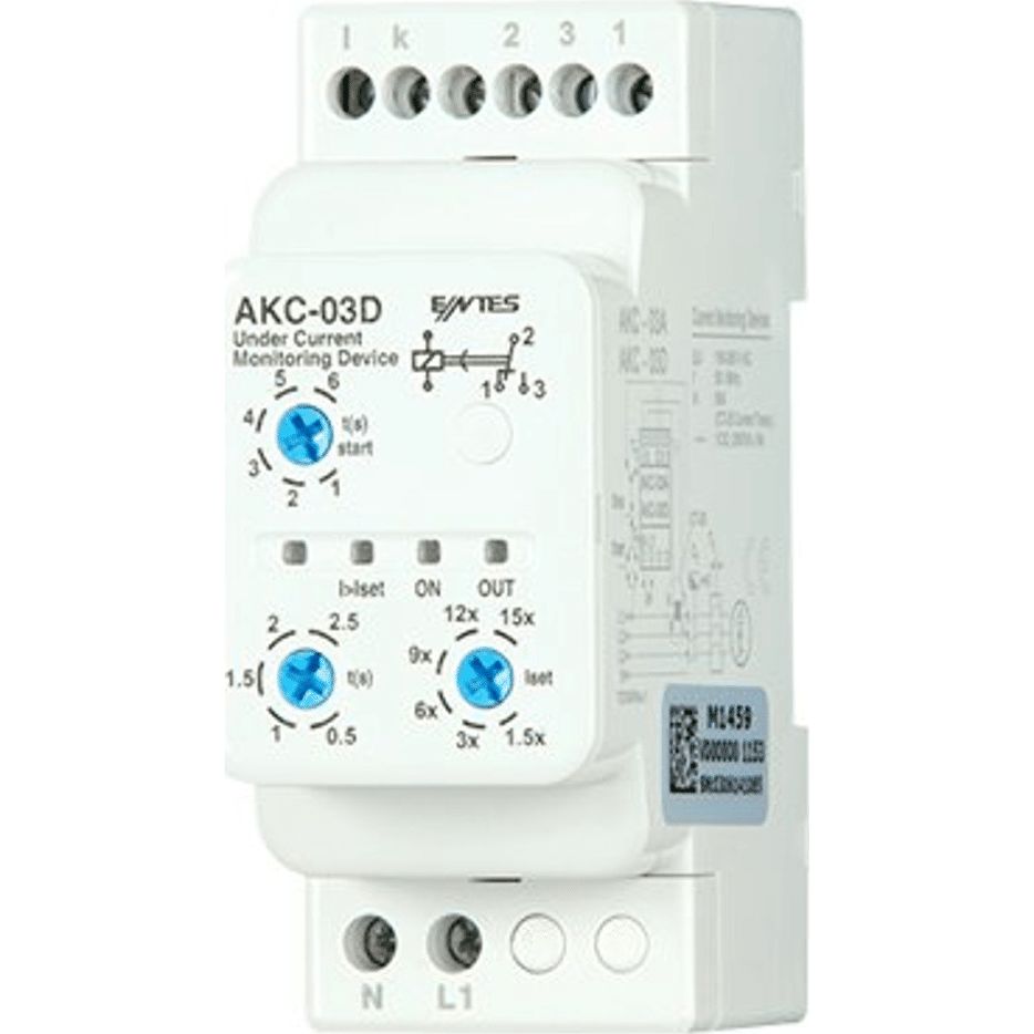 ENTES Current Monitoring Relay, 1 Phase, 1 CO, DIN Rail, 0.5A to 60A, 230V ac
