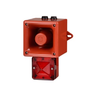 e2s AL105NX Series Red Beacon-Sounder Combination, IP66 230V Wall 113 dB @ 1m