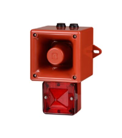 e2s AL105NX Series Red Beacon-Sounder Combination, IP66 24V Wall 113 dB @ 1m