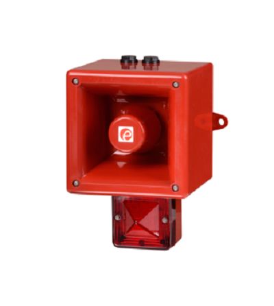 e2s AL112NX Series Red Beacon-Sounder Combination, IP66 24V Wall 120 dB @ 1m