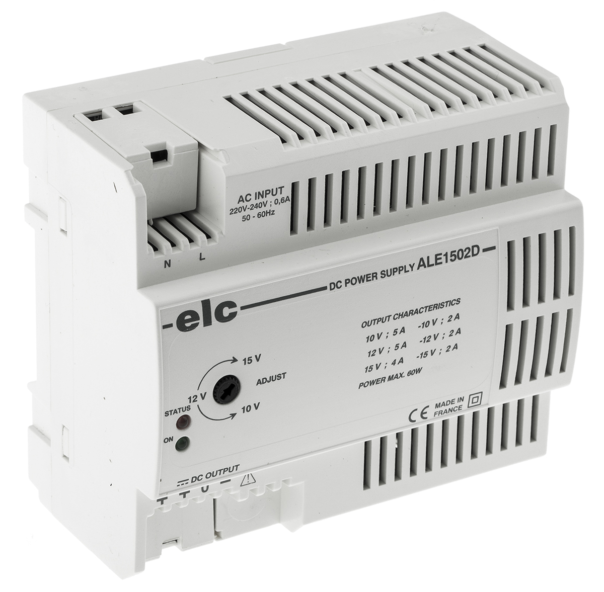 ELC ALE Switched Mode DIN Rail Power Supply 253V ac 15V dc, 2 A Output 60 W