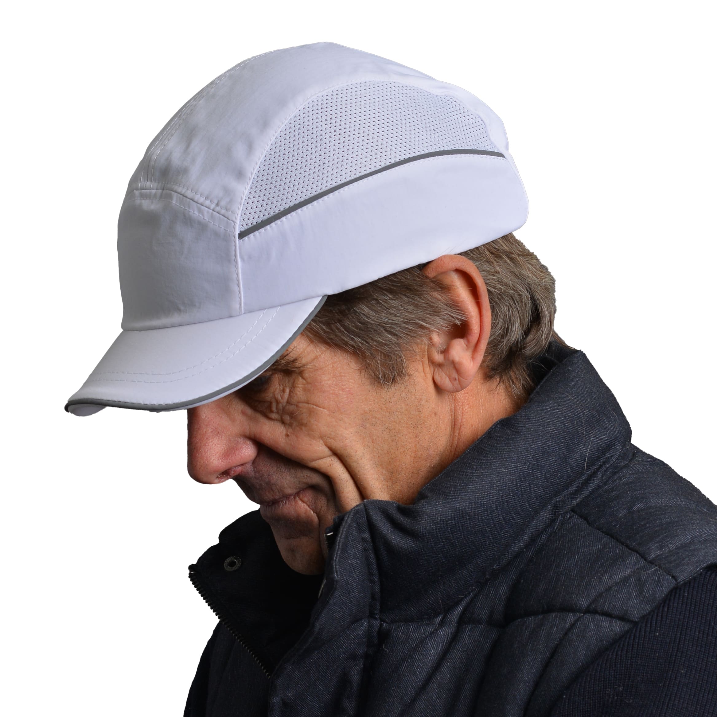 allc00v05 SURFLEX White Standard Bump Cap 100% Polyester