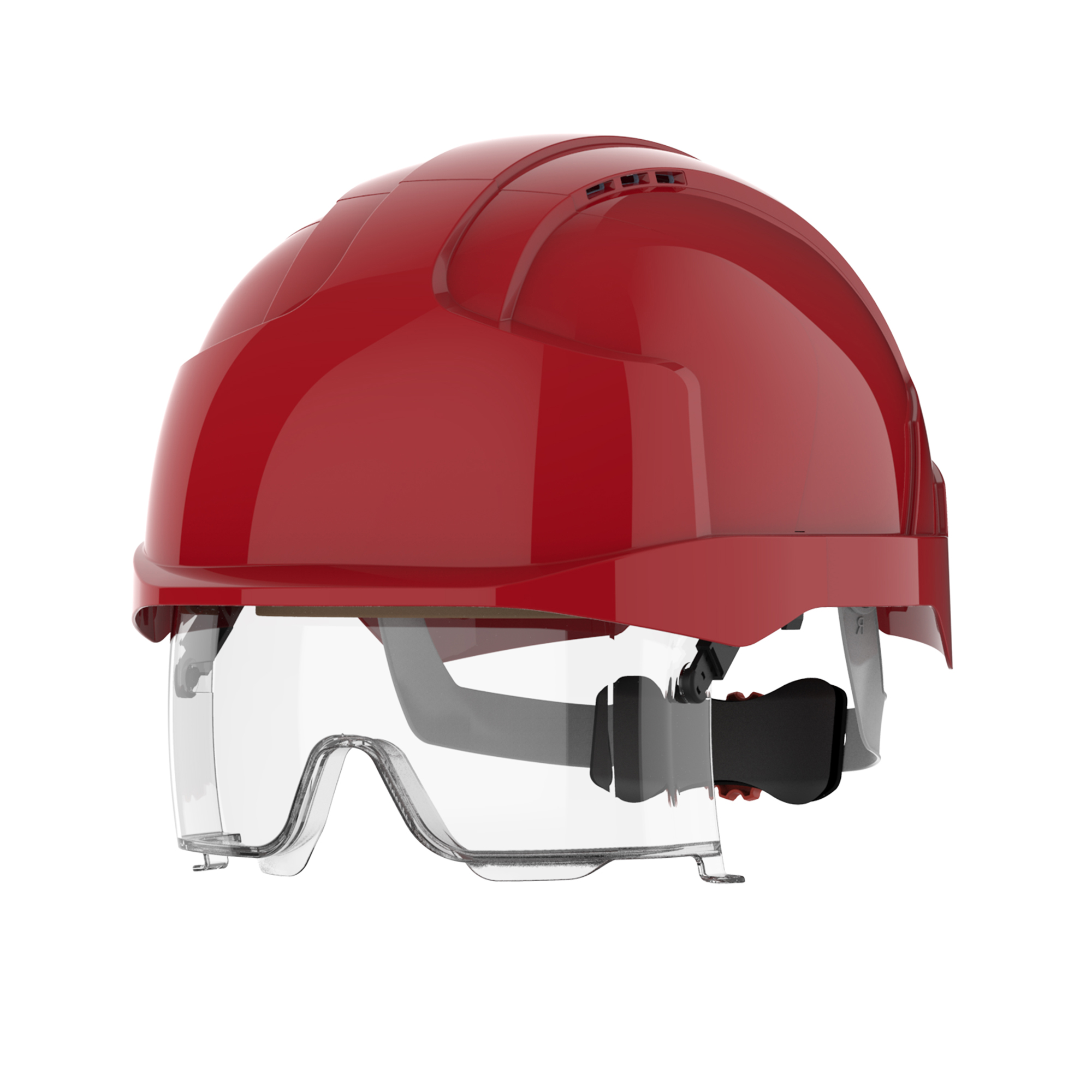 JSP EVOVISTAlens Red Safety Helmet Ventilated Adjustable