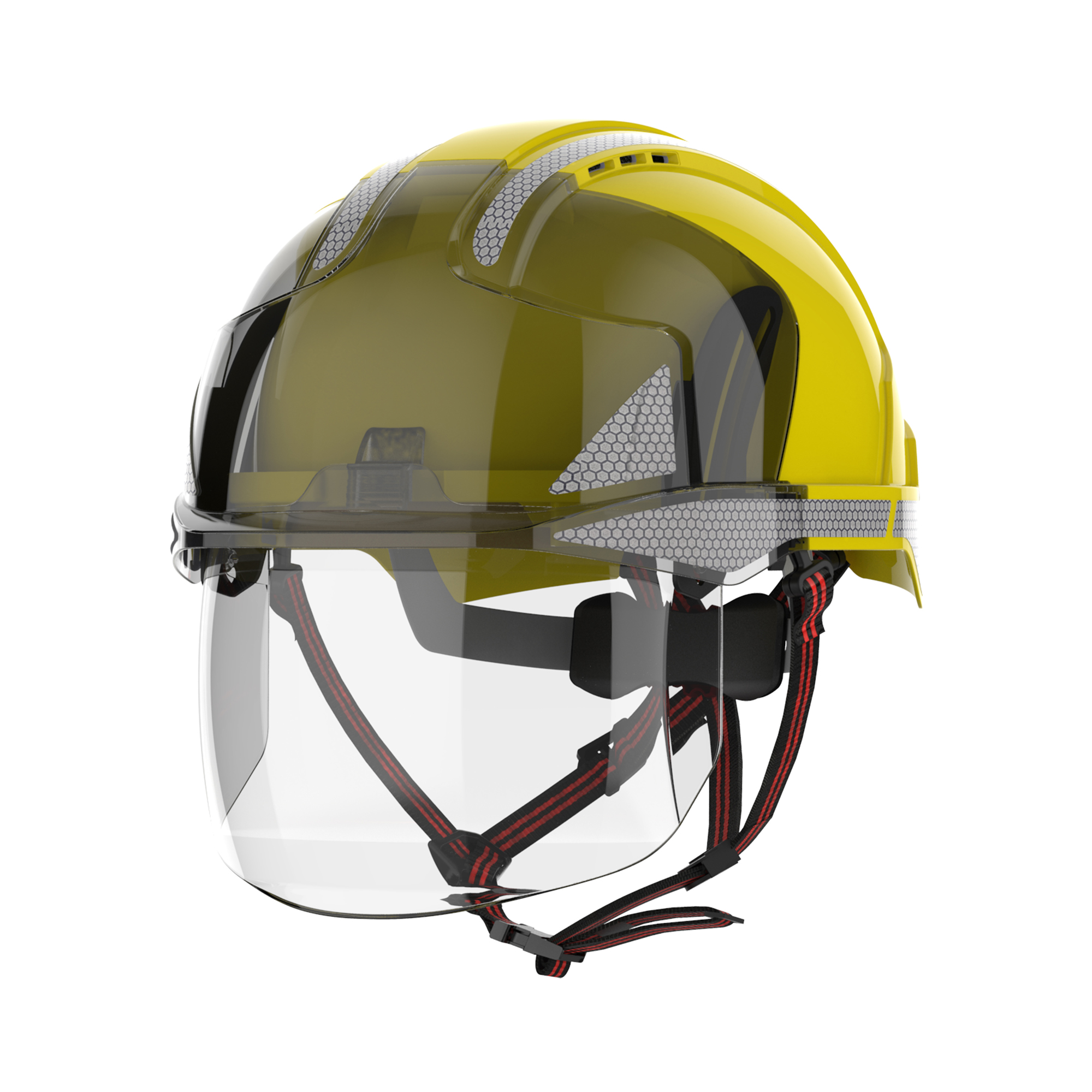 JSP EVOVISTAshield Yellow Safety Helmet Chin Strap Included Ventilated Adjustable