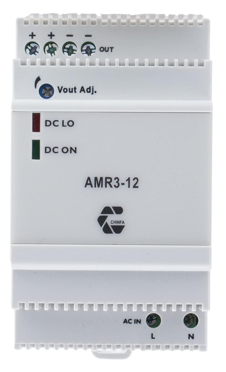 Chinfa AMR3 Switched Mode DIN Rail Power Supply 264V ac AC Input 12V dc, 2.75 A Output DC 33 W