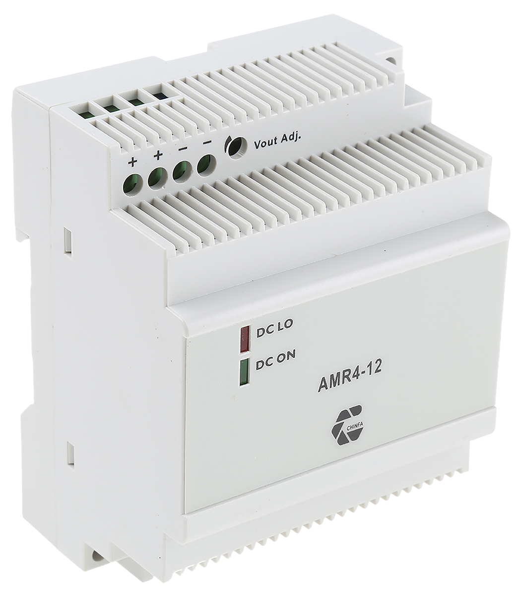 Chinfa AMR4 Switched Mode DIN Rail Power Supply 264V ac AC Input 12V dc, 4.5 A Output DC 54 W