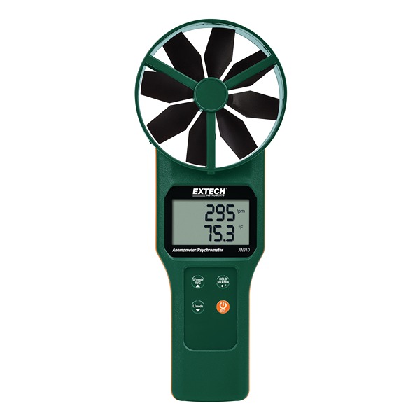 Extech AN310 Vane Anemometer, Measures Air Flow, Air Velocity, Relative Humidity, Air Temperature, Dew Point, 30 m/s
