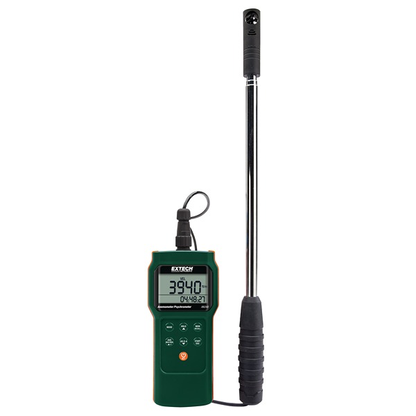 Extech AN340 Vane Anemometer, Measures Relative Humidity, Air Velocity, Dew Point, Air Temperature, Air Flow, 20 m/s