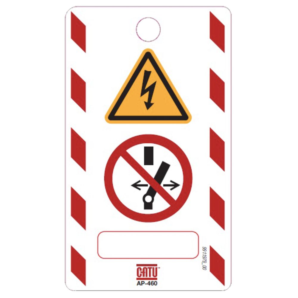 Catu Red, White Safety Tagout Badge with Warning Sign, 10 Per Pack per Pack