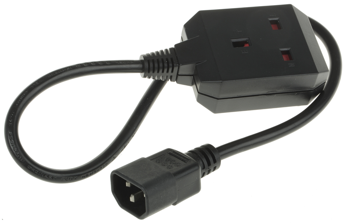 APC IEC C14 to BS1363 Power Cord, 610 mm Black Netshelter PDU