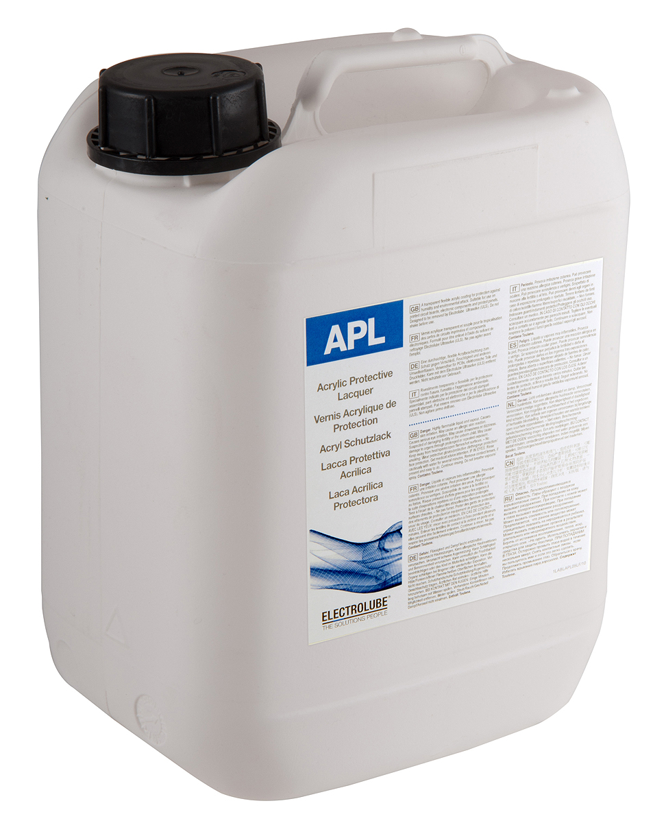 Electrolube Transparent Acrylic Resin Conformal Coating, 5 L Can, -55 °C min, 125 °C max