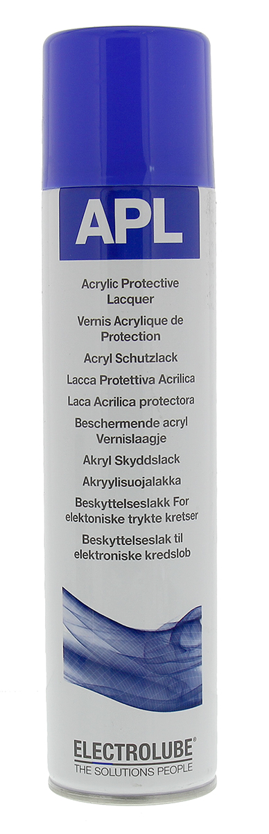 Electrolube Transparent Acrylic Resin Conformal Coating, 400 ml Aerosol, -55 °C min, 125 °C max
