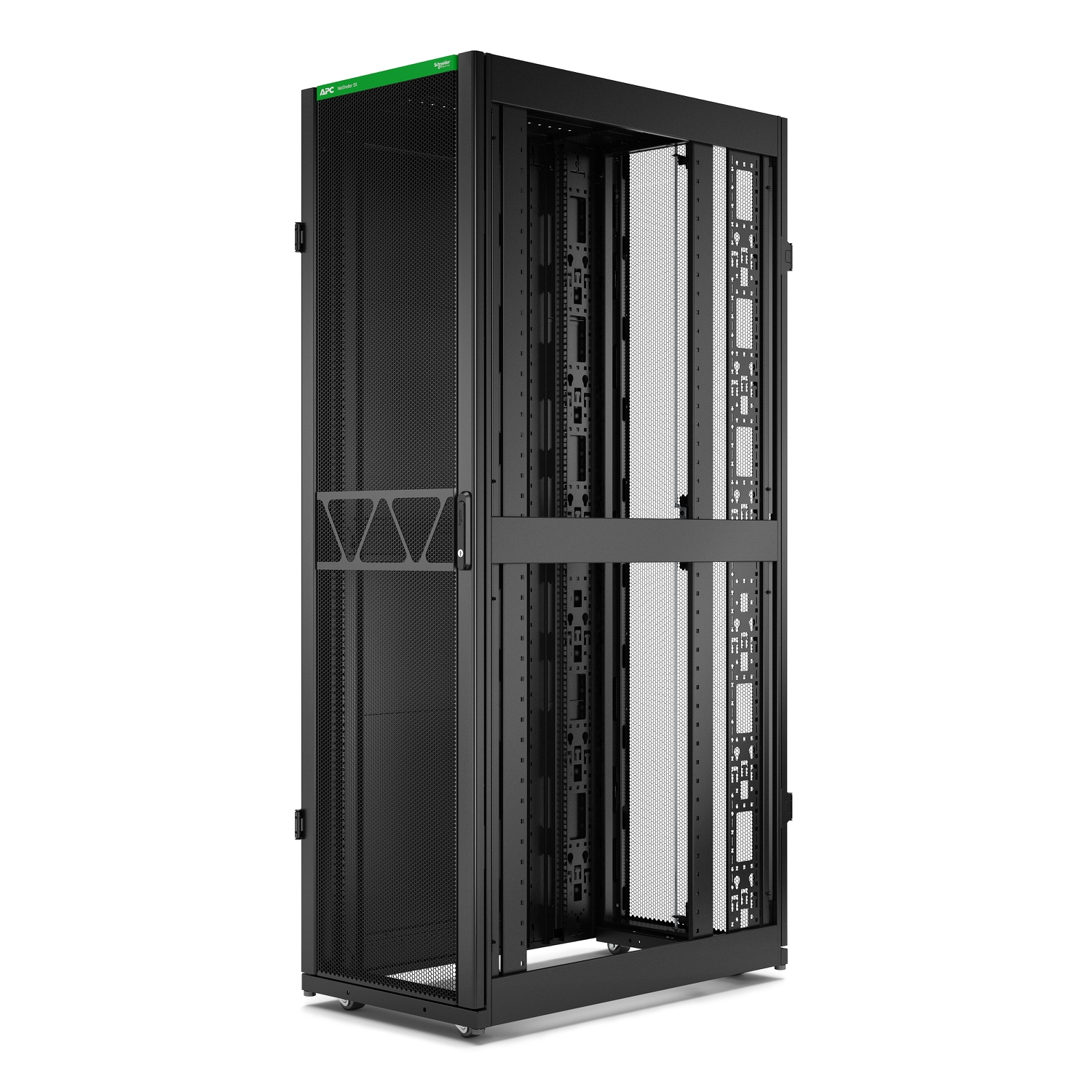 APC NetShelter SX Series Black 45 U Steel Enclosure , with 4 Post Frame, 1070 mm, 2124 mm Height 600 mm
