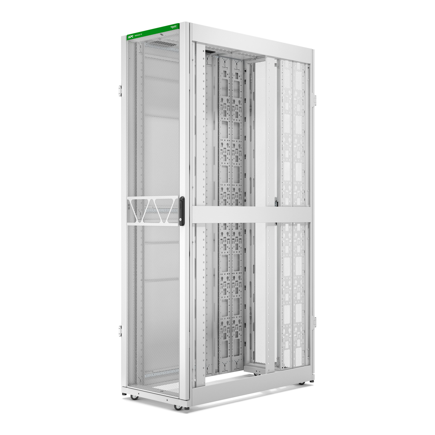 APC NetShelter SX Series White 48 U Steel Enclosure , with 4 Post Frame, 1200 mm, 2258 mm Height 600 mm