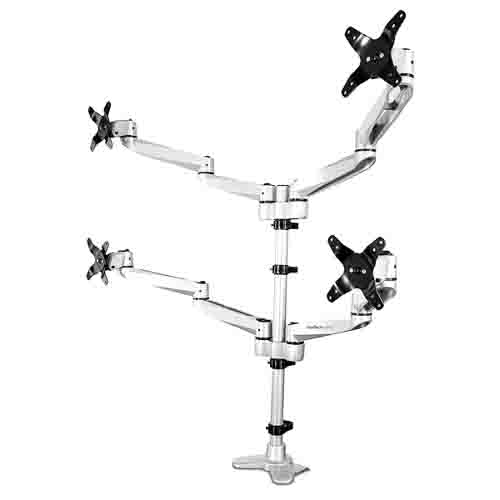 StarTech.com ARMQUADPS Silver Monitor Arm, Desk Mount