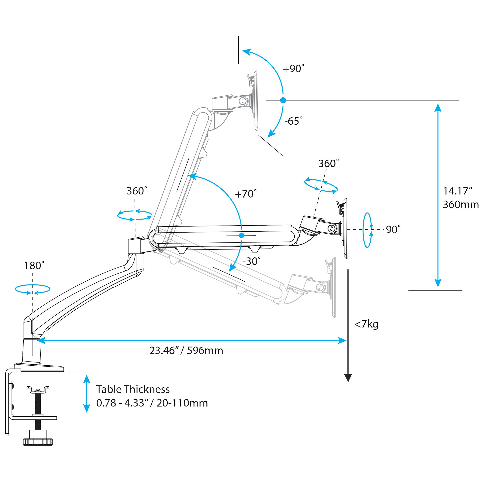 armslim StarTech.com ARMSLIM Black Monitor Arm, Desk Mount
