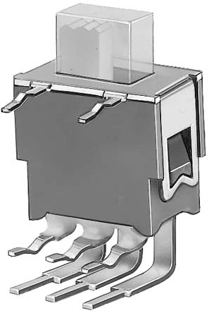 KNITTER-SWITCH IP67 PCB Slide Switch DPDT On-Off-On 50 mA Polybutylene Terephthalate