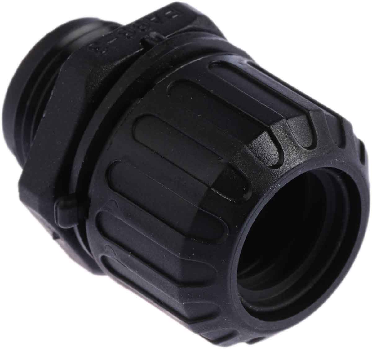 Adaptaflex Fitting Black, Conduit Fitting, 16 mm Nominal Size, PG11, Polyamide 66, Black IP69K, IP66, IP67, IP68 rating