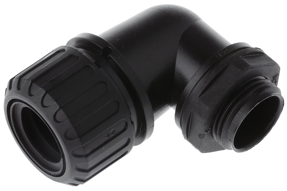 Adaptaflex Fitting Black, Conduit Fitting, 21 mm Nominal Size, M20, Polyamide 66, Black IP69K, IP67, IP66, IP68 rating
