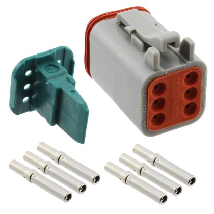 Amphenol, AT06 Automotive Connector Female Grey Free Hanging 6 Way Crimp Termination AT06-6S-KIT01