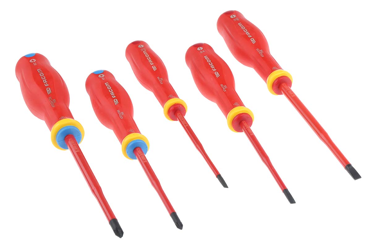 Facom Pozidriv, Slotted Insulated, 5-Piece ESD Safe